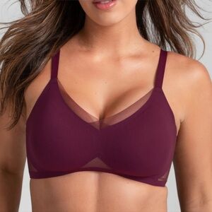 Honeylove Bra Liftwear Crossover Mesh Wire Free Support Comfort Burgundy M
36B/C